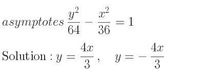 The asymptotes of (y^2)/(64)-(x^2)/(36)=1 is y=(4x)/3 ,\quad y=-(4x)/3